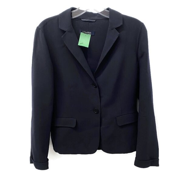 ‘S MaxMara Navy Wool-Blend Unlined Blazer - Picture 1 of 3